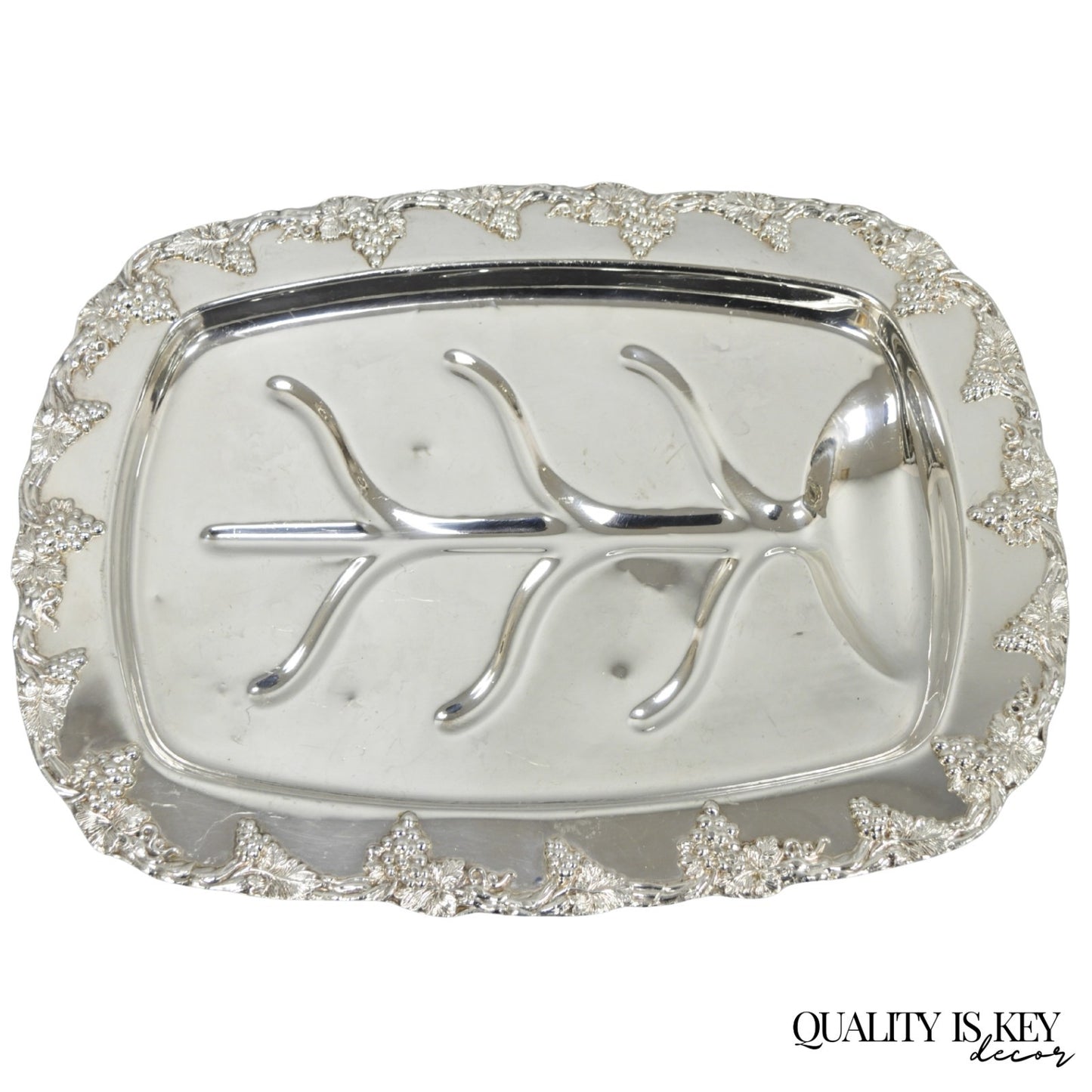 Antique English Victorian Silver Plated Grapevine Meat Cutlery Tray by Benedict