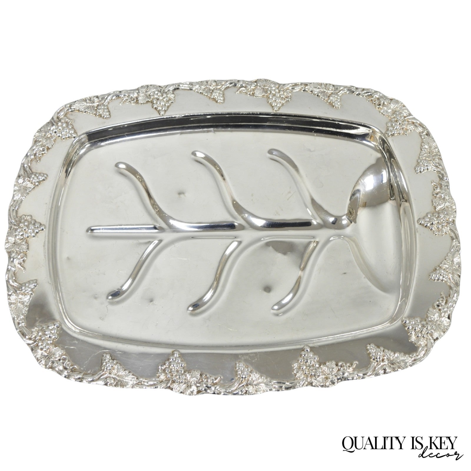 Antique English Victorian Silver Plated Grapevine Meat Cutlery Tray by Benedict