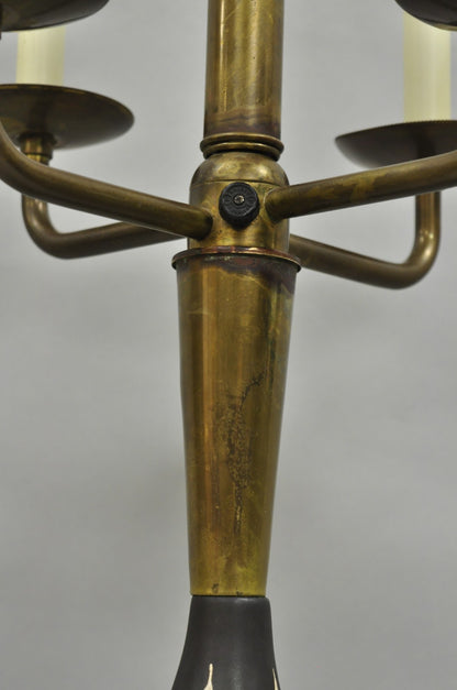 Vintage Tommi Parzinger Style Ceramic Painted "Candles" Brass MCM Table Lamp