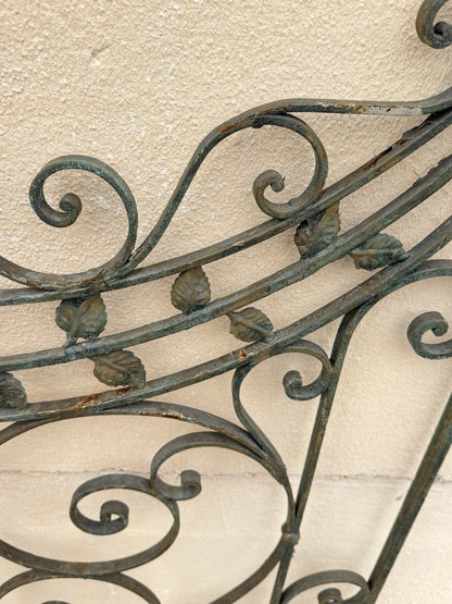 Antique Spanish Renaissance Scrolling Wrought Iron 57 x 45 Garden Entry Gate Set