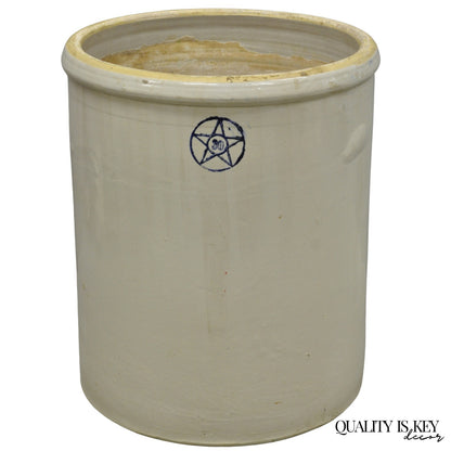 Antique 30 Gallon Cobalt Blue Star Stoneware Glazed Farmhouse Crock Pot