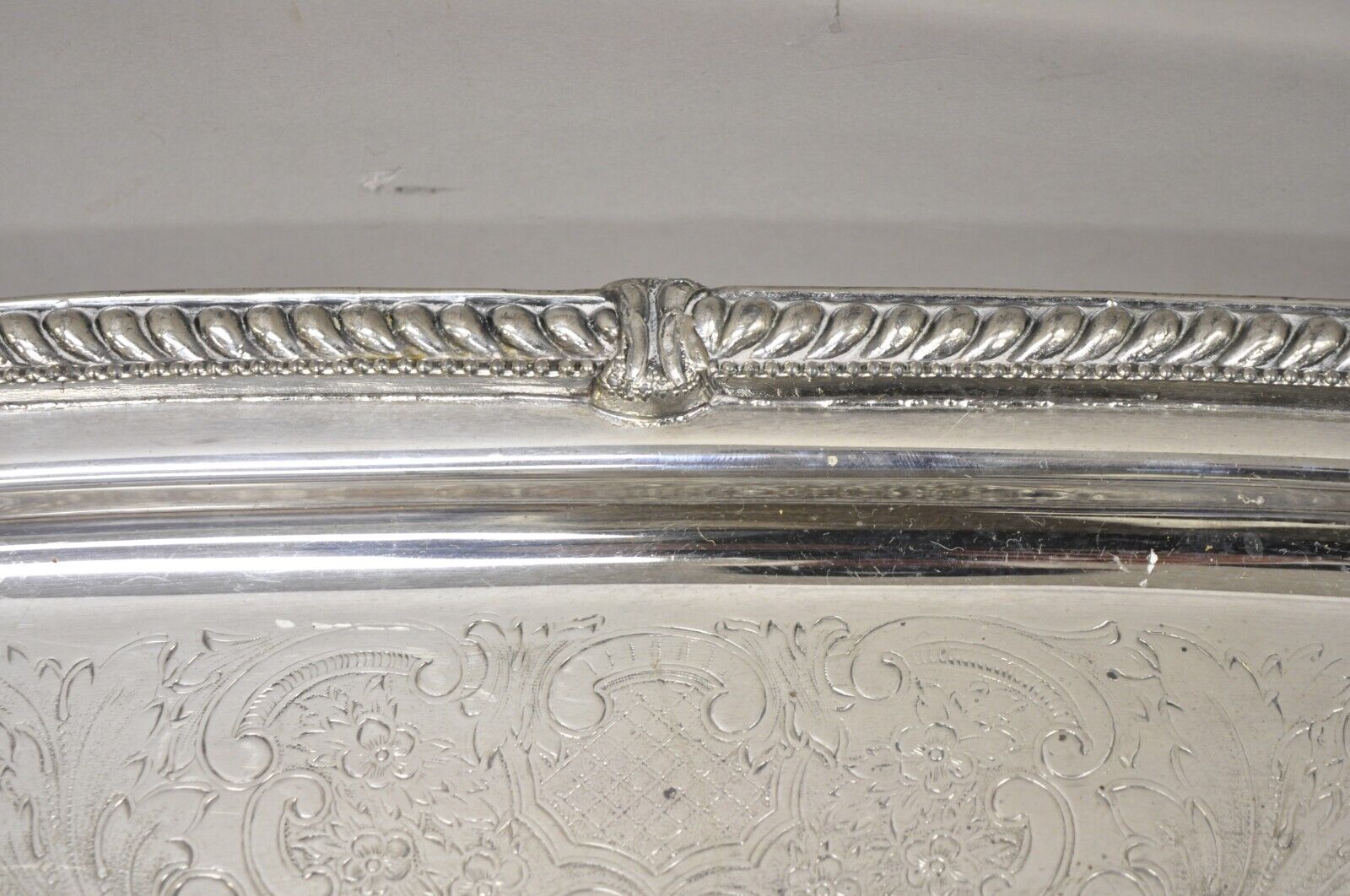 Vintage Silver Plated Victorian Style Regency Heavy Twin Handle Platter Tray