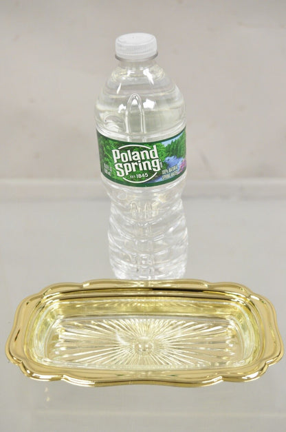 Vintage Gold Plated Metal Hollywood Regency Butter Dish With Glass Liner