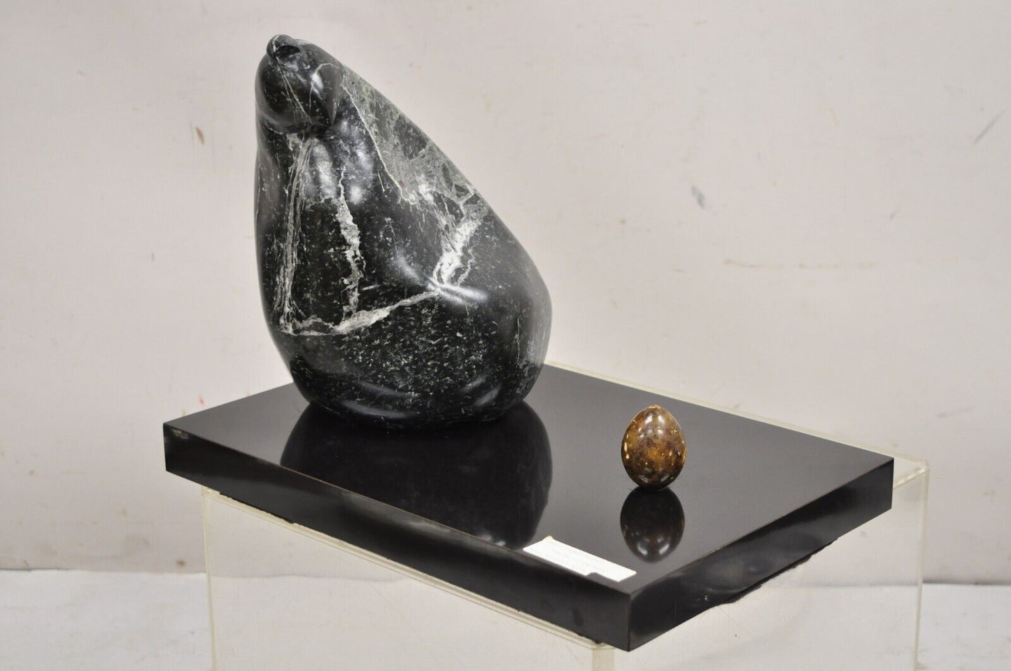 Sheryl C. Benjamin "The Egg and the Quail" abstract Black Marble Sculpture