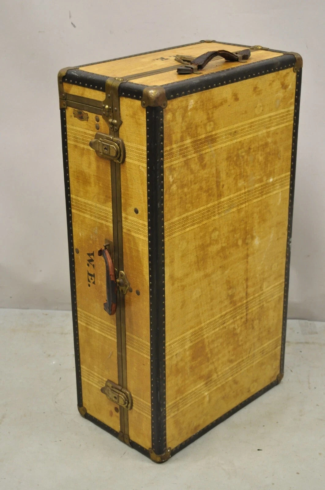 Antique Overland Trunk Wardrobe Fitted Steamer Trunk Hard Luggage Closet