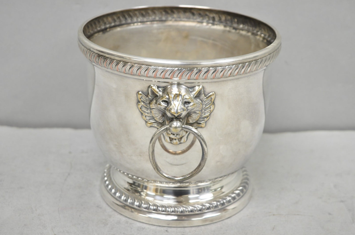 Poole English Regency Silver Plated Lion Head Champagne Chiller Ice Bucket