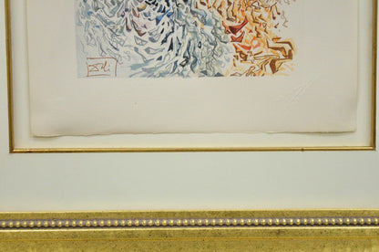 Vintage Salvador Dali Divine Comedy The Dust of Souls Woodcut Print Framed
