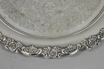 Vintage Oneida Victorian Silver Plated Twin Handle Round Bar Serving Tray