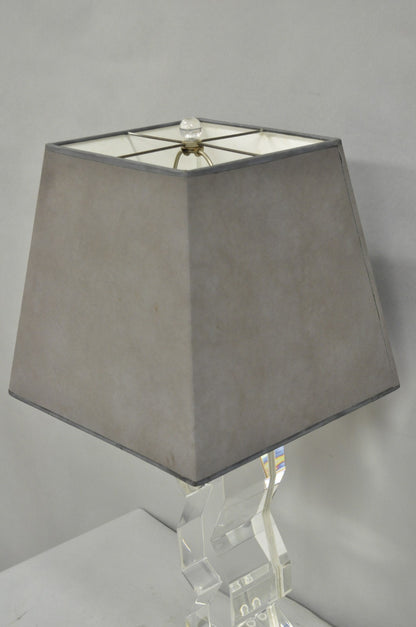Vintage Les Prismatiques Mid Century Modern Lucite Zig Zag Table Lamp, Signed