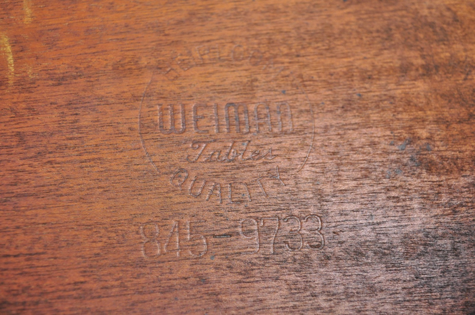 Vintage Weiman French Regency Round Mahogany Leather Top Saber Leg Side Table