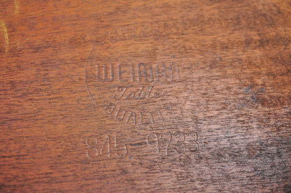 Vintage Weiman French Regency Round Mahogany Leather Top Saber Leg Side Table