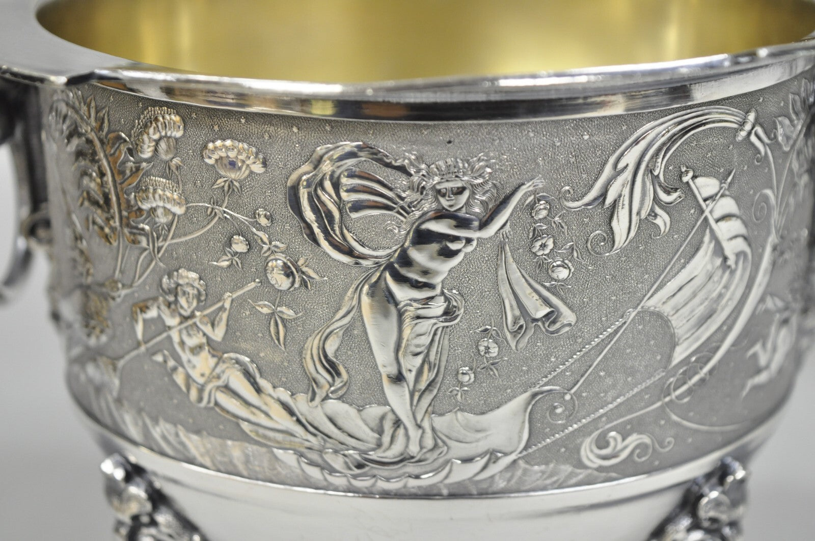 Antique English Baroque Silver Plated Figural Tea Set w/ Rogers Bro Tray - 7 Pcs