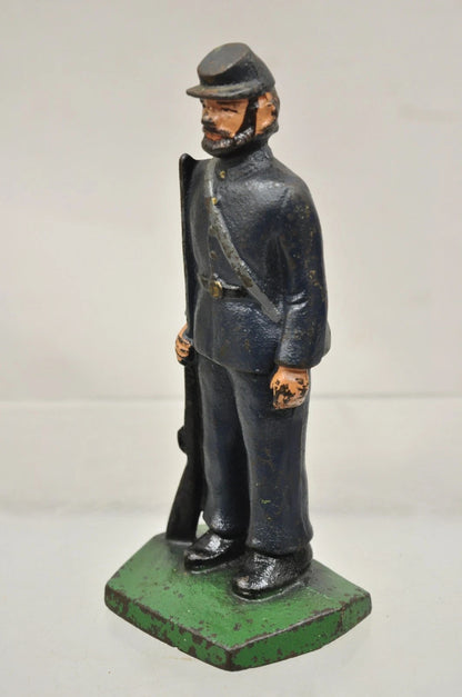 Antique Victorian Cast Iron Figural Painted Military War Soldier Door Stop A