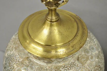 Vintage Chinoiserie Gold Porcelain Jardiniere Table Lamps by Wildwood - a Pair
