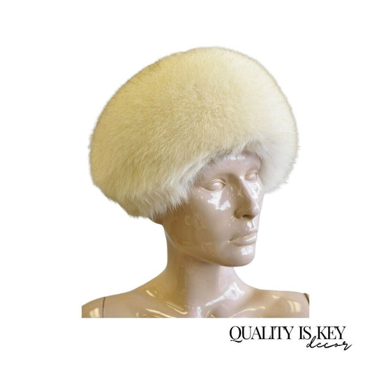 Vintage Don Anderson White Fox Fur Winter Women's Fashion Church Hat