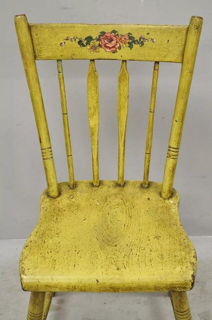 Frederick Loeser & Co Yellow American Primitive Hitchcock Painted Side Chair (A)
