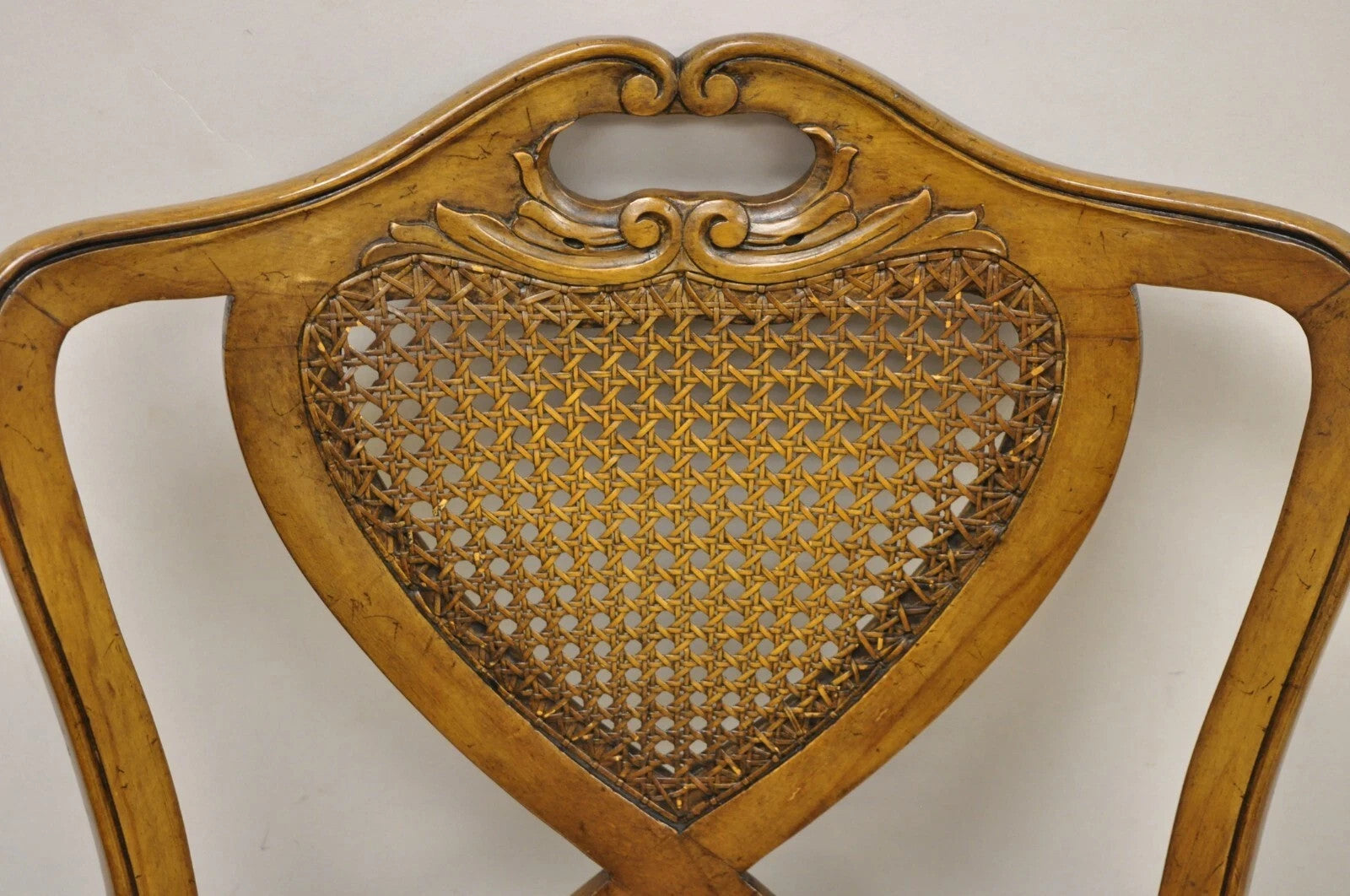 French Provincial Hollywood Regency Pretzel Cane Back Dining Chair - Set of 8