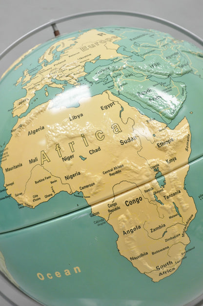 Vintage Nystrom 16" Large Sculptural Relief Classroom Double Axis World Globe