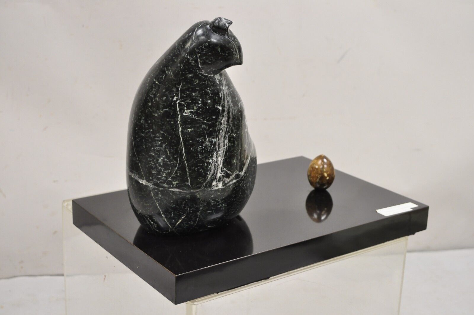 Sheryl C. Benjamin "The Egg and the Quail" abstract Black Marble Sculpture