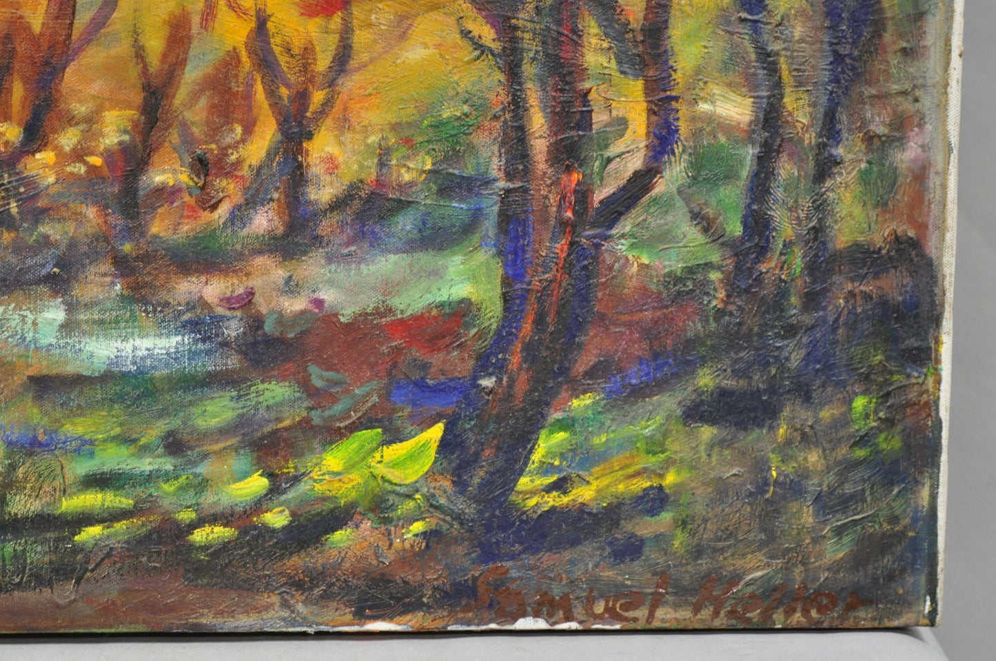 Vintage Samuel Heller " Forrest Landscape" Oil on Canvas Painting