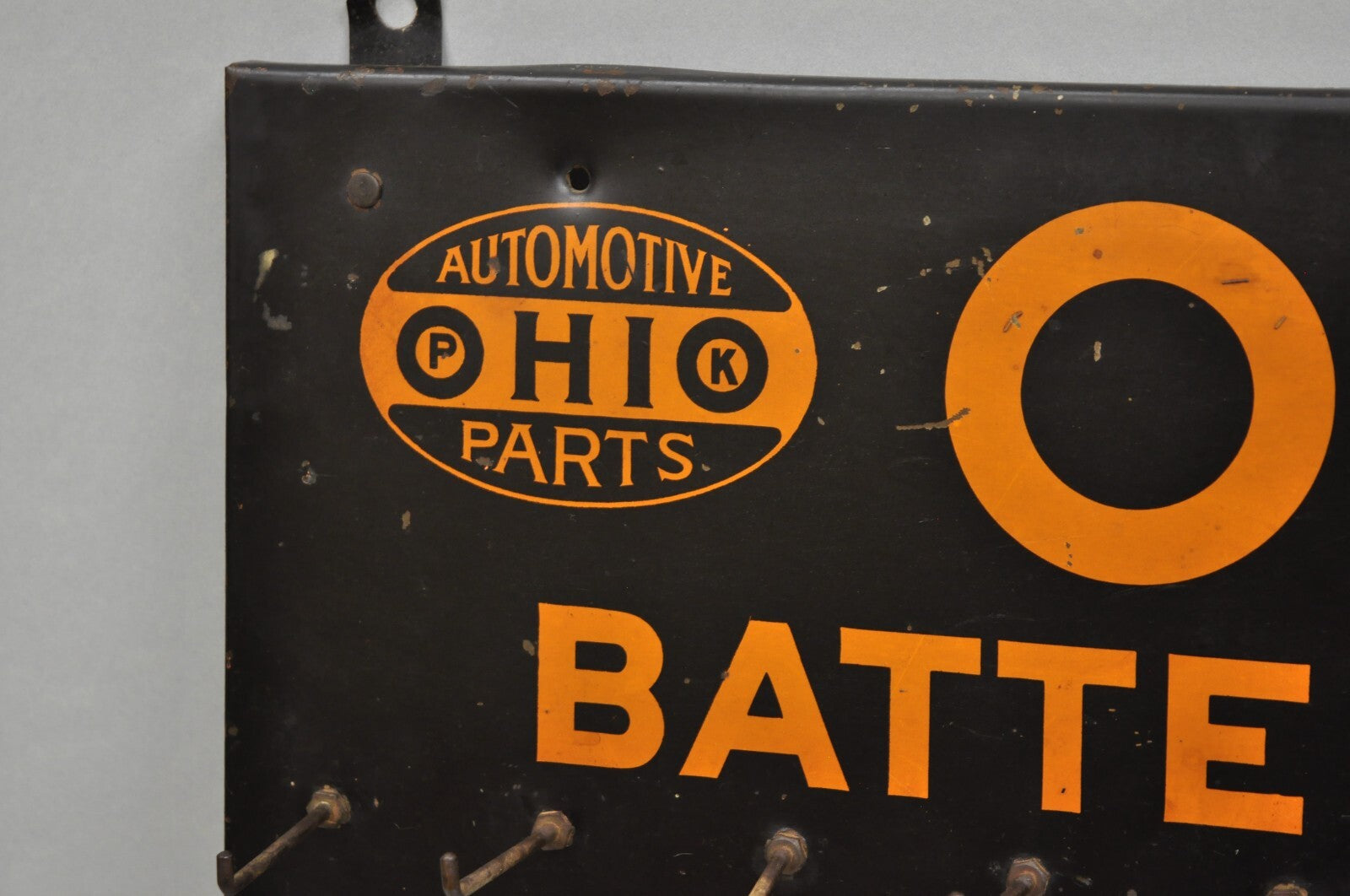 Antique Ohio Battery Cables Tin Metal Black & Orange Store Parts Display