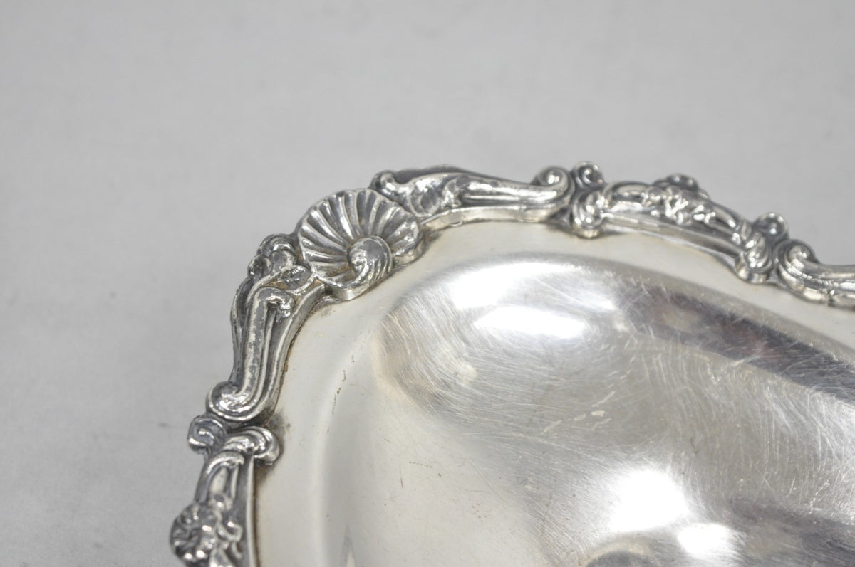 Vintage Victorian Style Silver Plated Oval 13.5" Trinket Serving Dish (C)