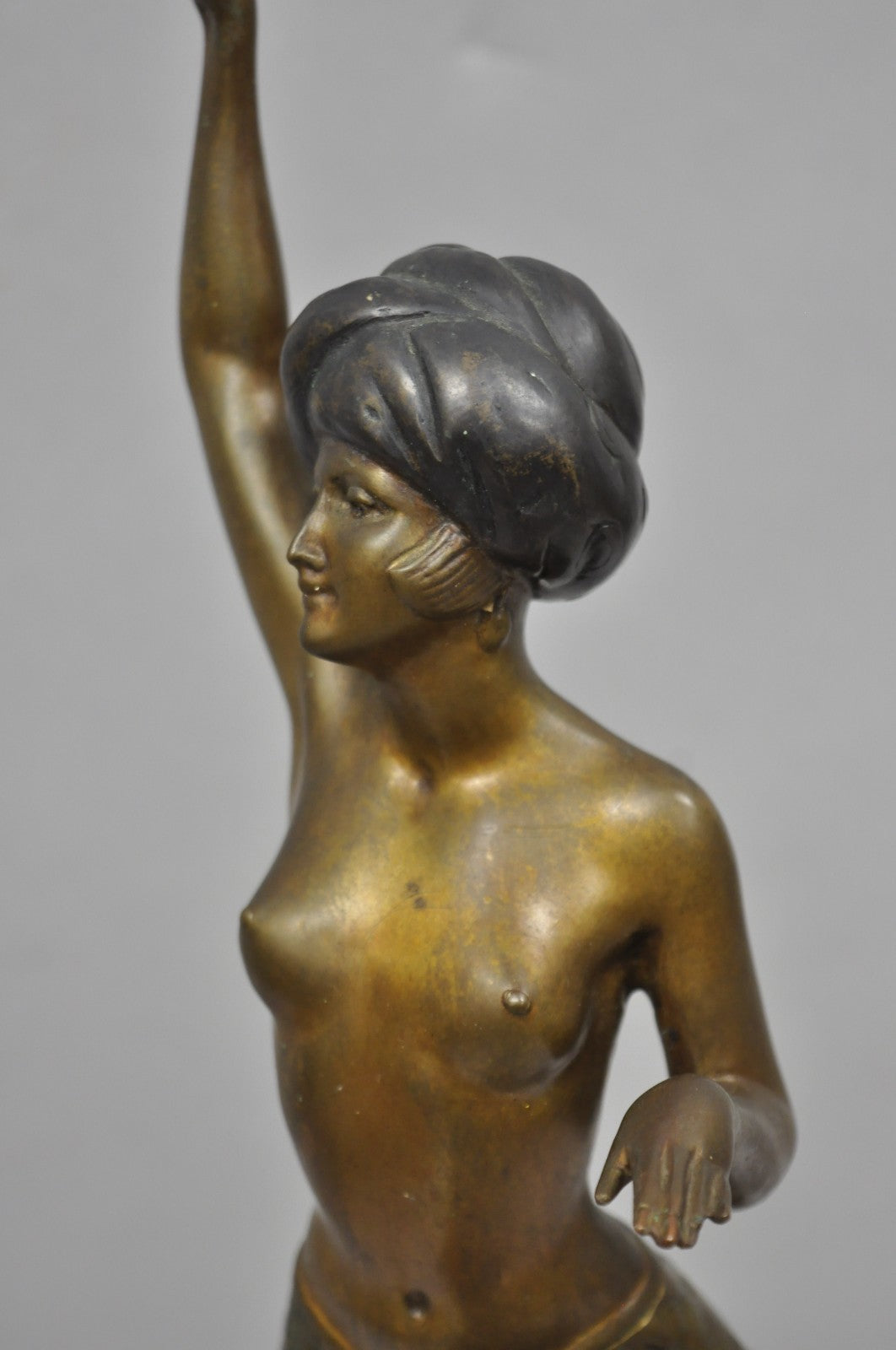Vintage Reproduction French Art Deco Style Bronze Flapper Dancer Figure Statue