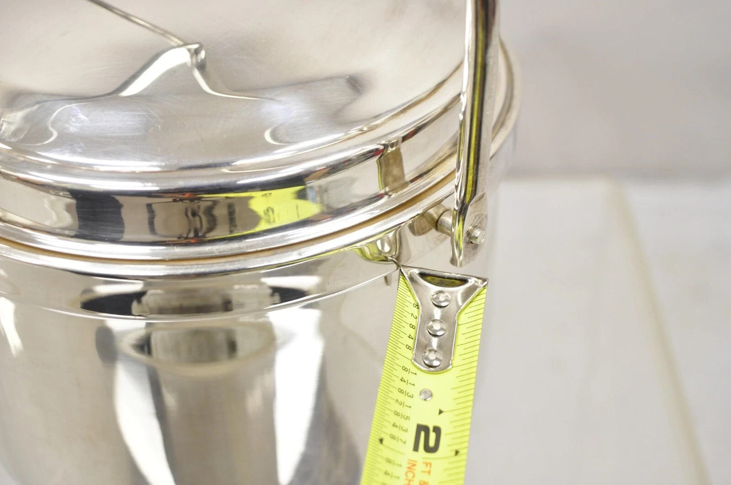 Vintage Wallace Mid Century Modern Silver Plated Glass Lined Hinged Ice Bucket