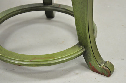 Hollywood Regency Tommi Parzinger Style Green Marble End Table Floor Lamp - Pair