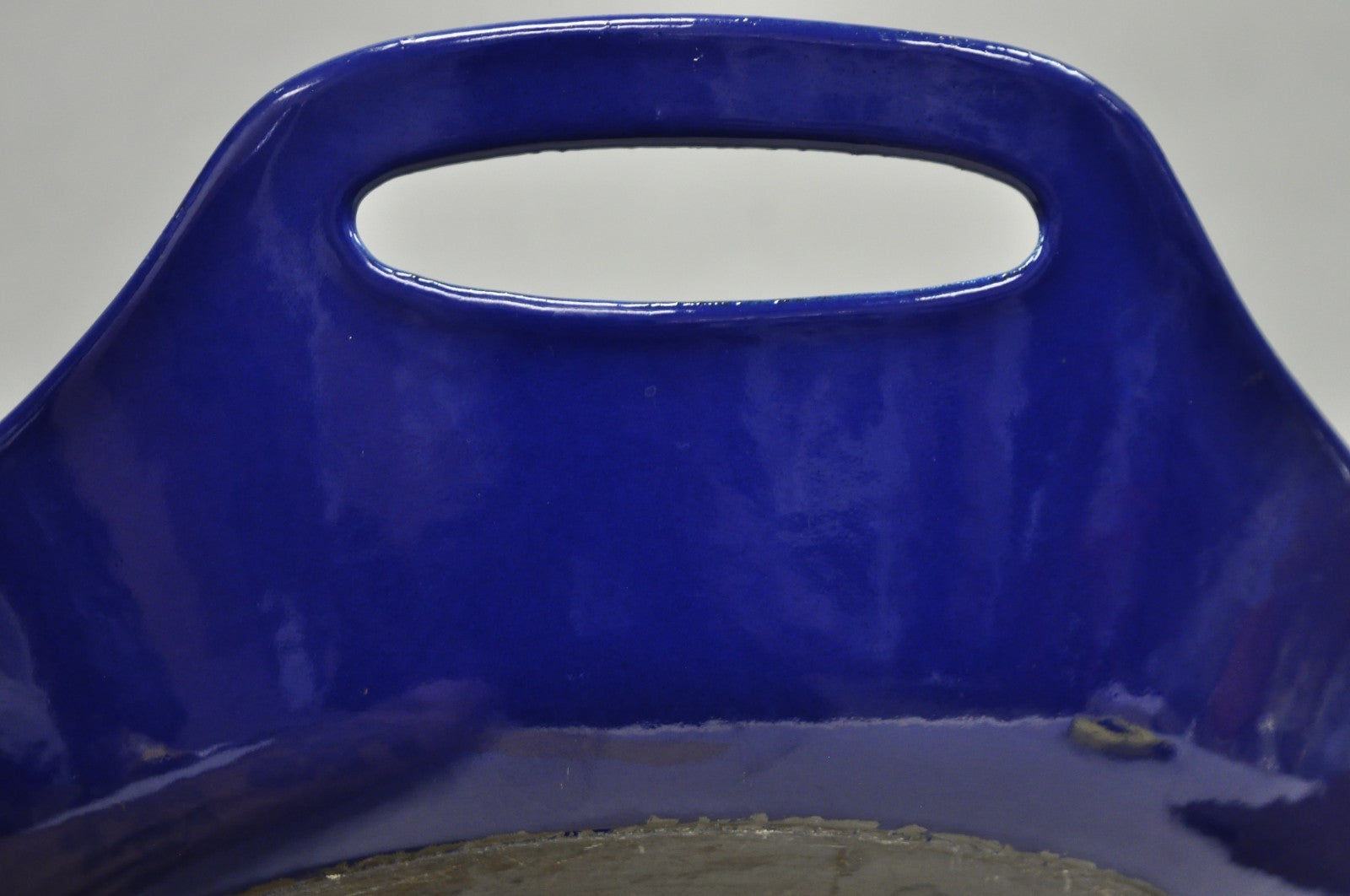 Vintage Michael Lax Copco Denmark Modern Blue Enamel Cast Iron Paella Dish Pan