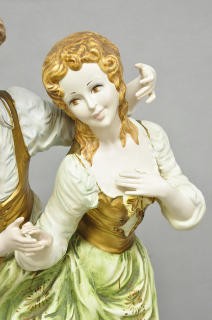 Vintage 1964 Azzolin Brothers Ceramic Boy & Girl Large Courting Statue Figurine