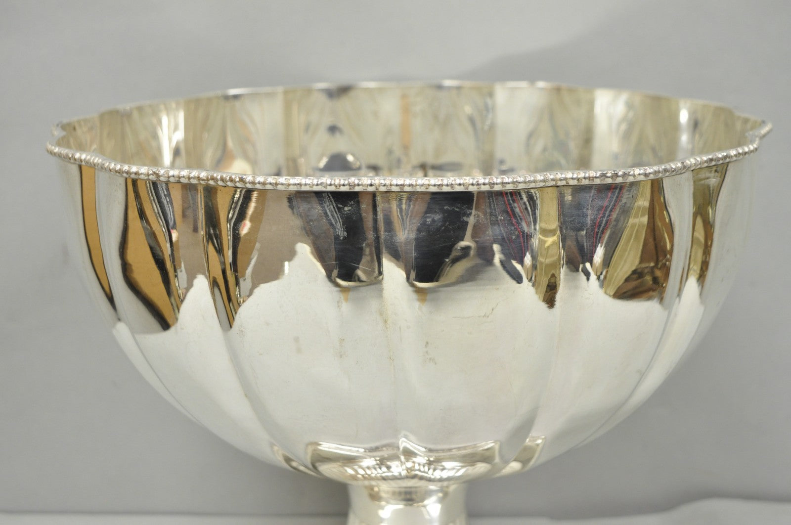 Regency Style Silver Plated Scalloped Pedestal Punch Bowl Champagne Ice Bucket