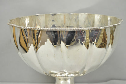 Regency Style Silver Plated Scalloped Pedestal Punch Bowl Champagne Ice Bucket