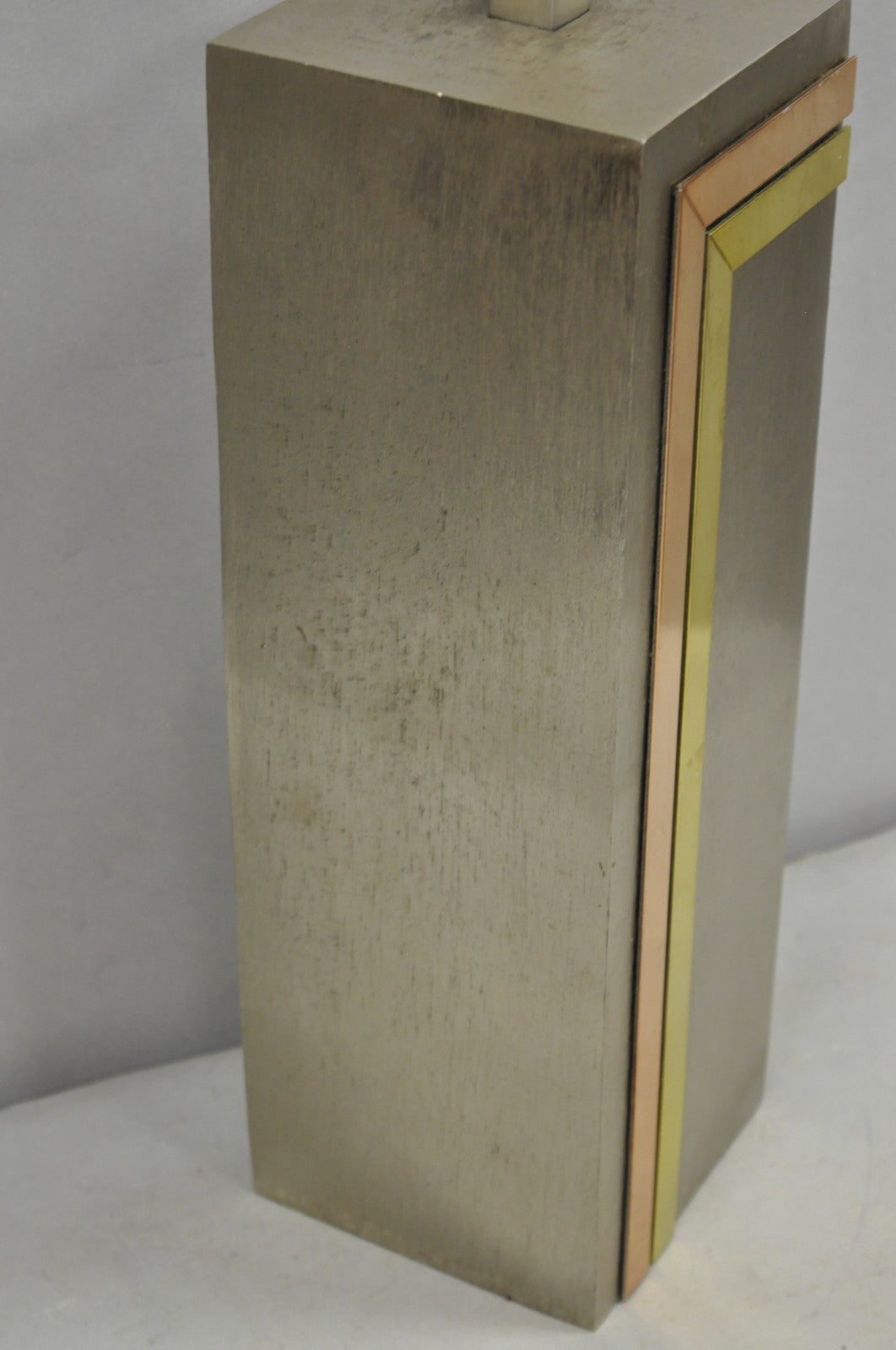 Laurel Pierre Cardin Style Brushed Aluminum Mid Century Modern Cubist Table Lamp