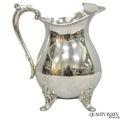 Vintage Bristol by Poole Silver Plated Bulbous Footed Ice Lip Water Pitcher