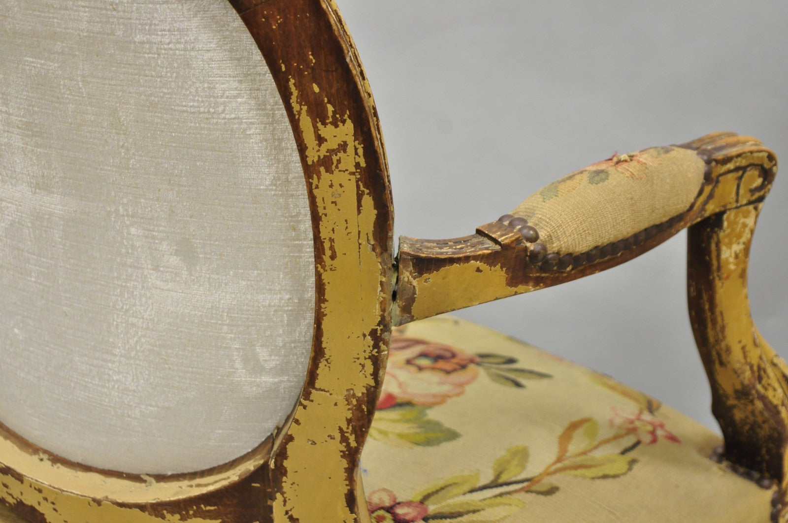 Antique French Louis XVI Style Aubusson Tapestry Fauteuil Arm Chairs - a Pair