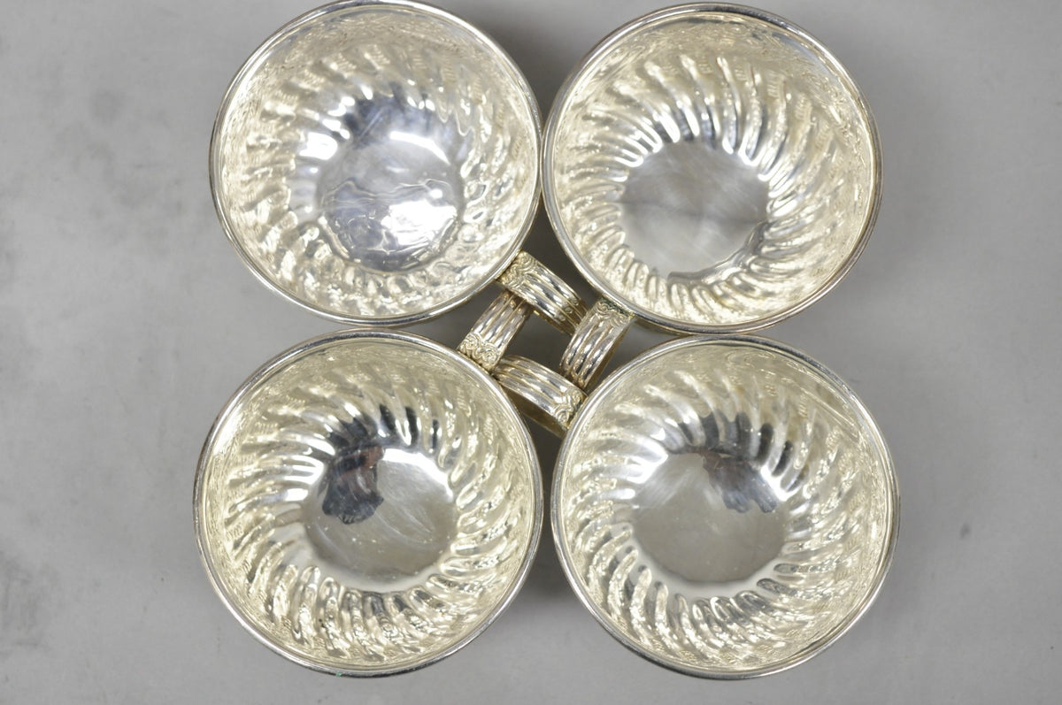 Vintage English Sheffield Kentshire Silver Plated Punch Bowl Set w 12 Footed Cup