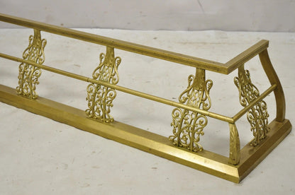 Antique Victorian Brass Scroll Accented 58" Fireplace Hearth Fender Surround