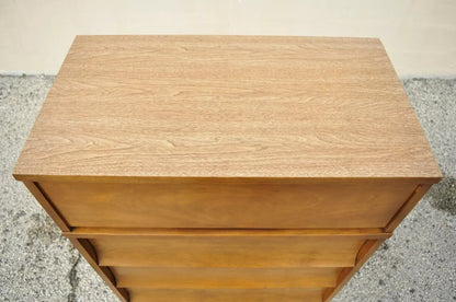 Johnson Carper Mid Century Modern Walnut Formica Top 4 Drawer Chest Dresser