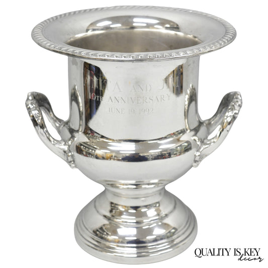 Vintage Silver Plated Trophy Cup Urn Champagne Chiller Ice Bucket 10 Anniversary