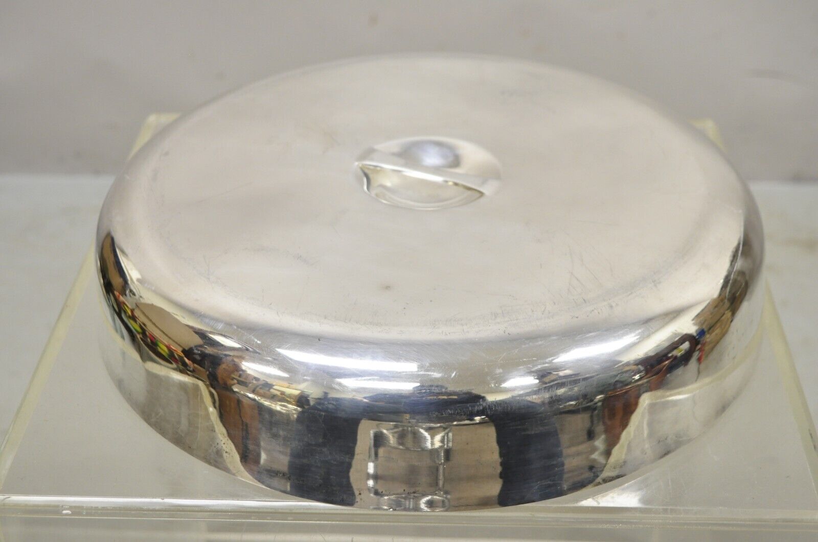 Large Vintage 15" Round Modern Stainless Steel Food Dish Serving Dome Cover