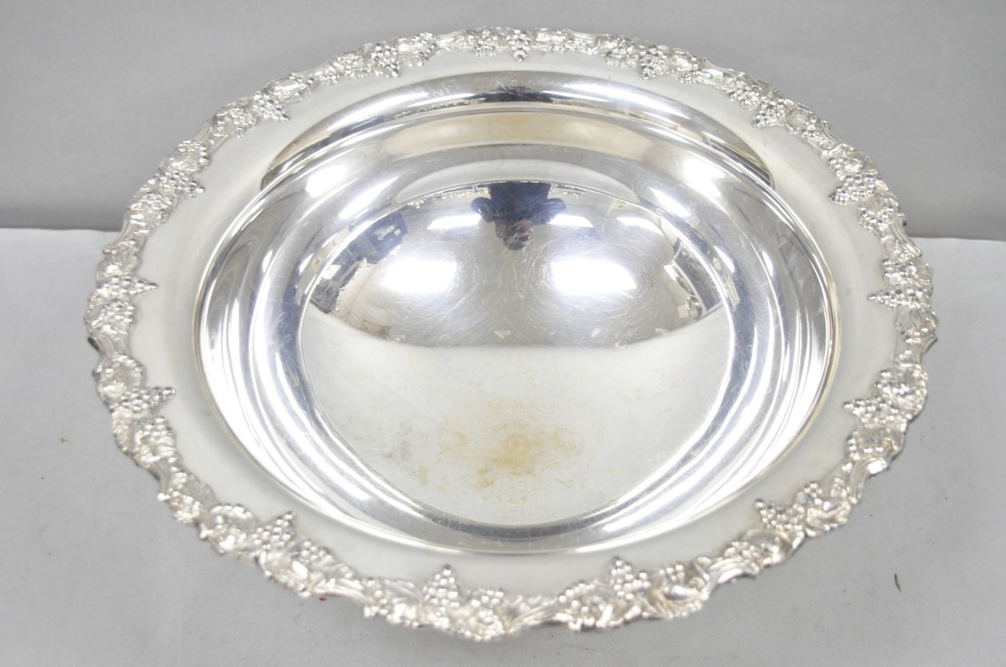 Vintage Victorian Style Grapevine Large Silver Plated Pedestal Punch Bowl