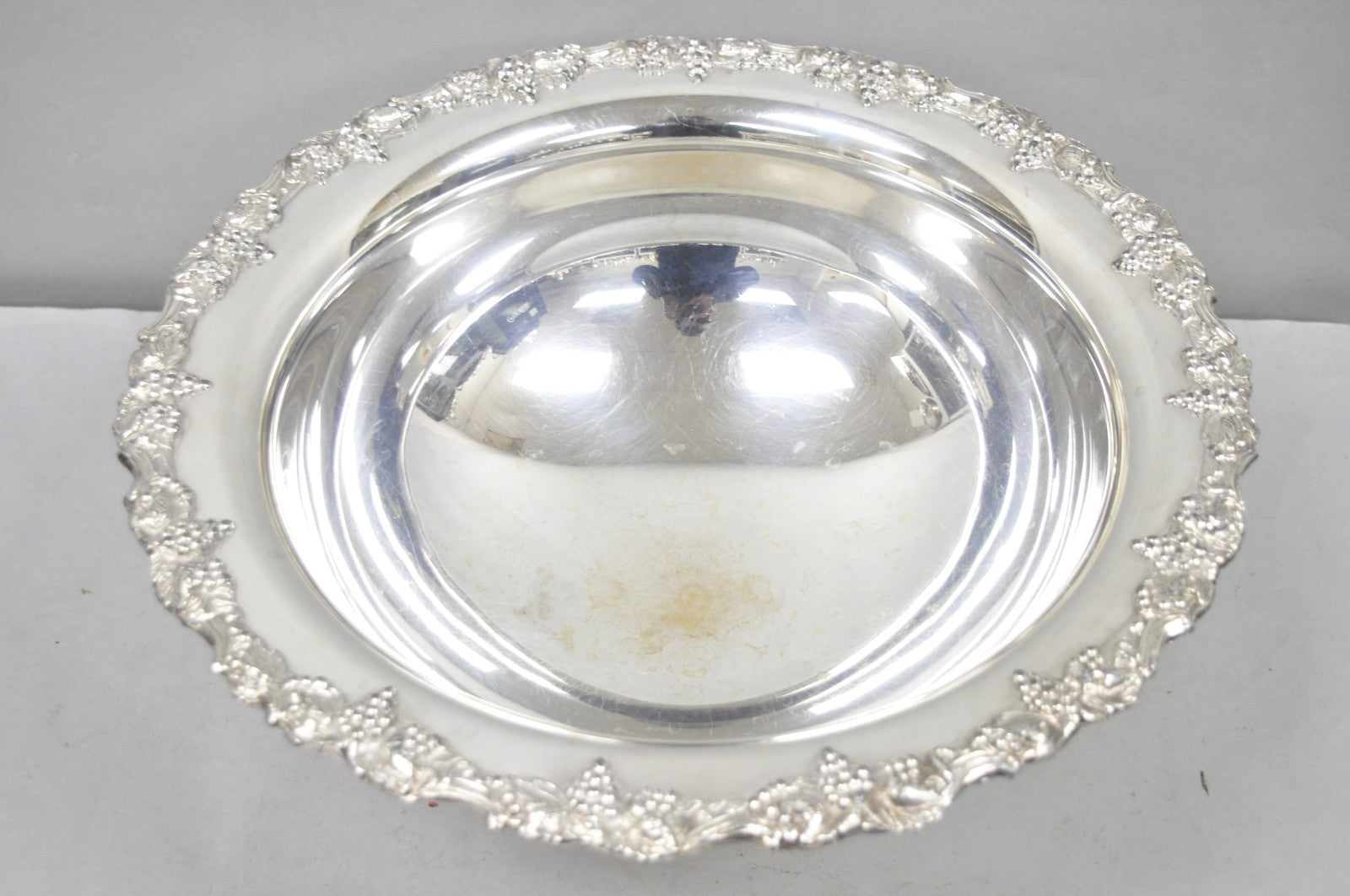 Vintage Victorian Style Grapevine Large Silver Plated Pedestal Punch Bowl