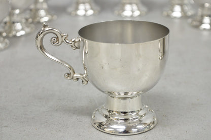 Vintage Large Silver Plated Pedestal Punch Bowl Set w/ 12 Cups - 14 Pc Set