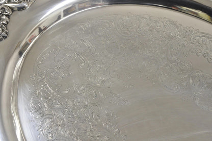 Vintage Poole 400 Lancaster Rose Large Silver Plated Serving Platter Bar Tray