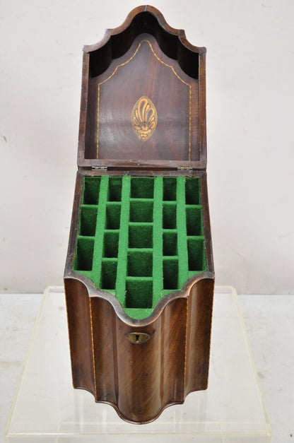 Antique Mahogany George III Georgian Antique Inlaid Knife Box