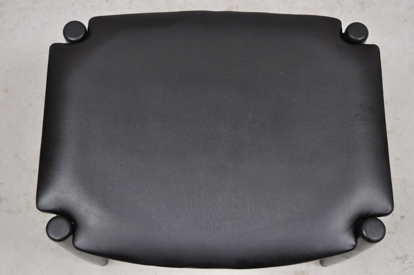 Norco Mid Century Modern Sculpted Footstool Ottoman Tapered Leg Black Vinyl Seat