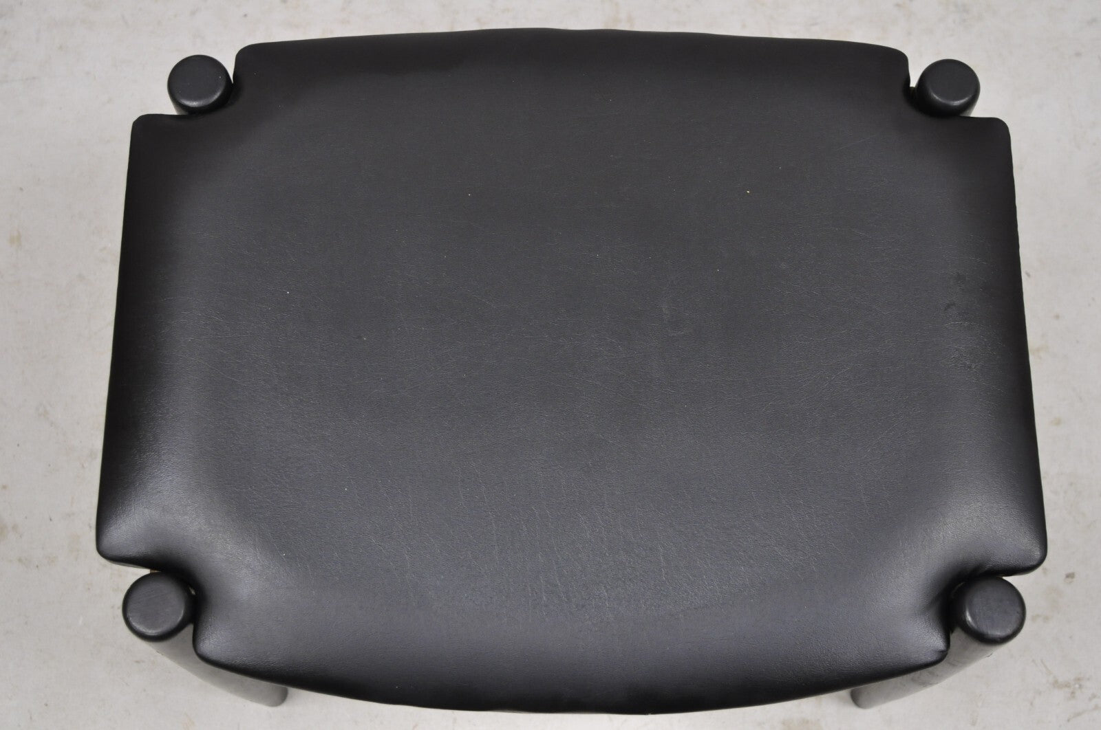 Norco Mid Century Modern Sculpted Footstool Ottoman Tapered Leg Black Vinyl Seat