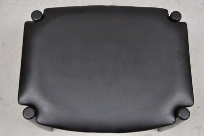 Norco Mid Century Modern Sculpted Footstool Ottoman Tapered Leg Black Vinyl Seat