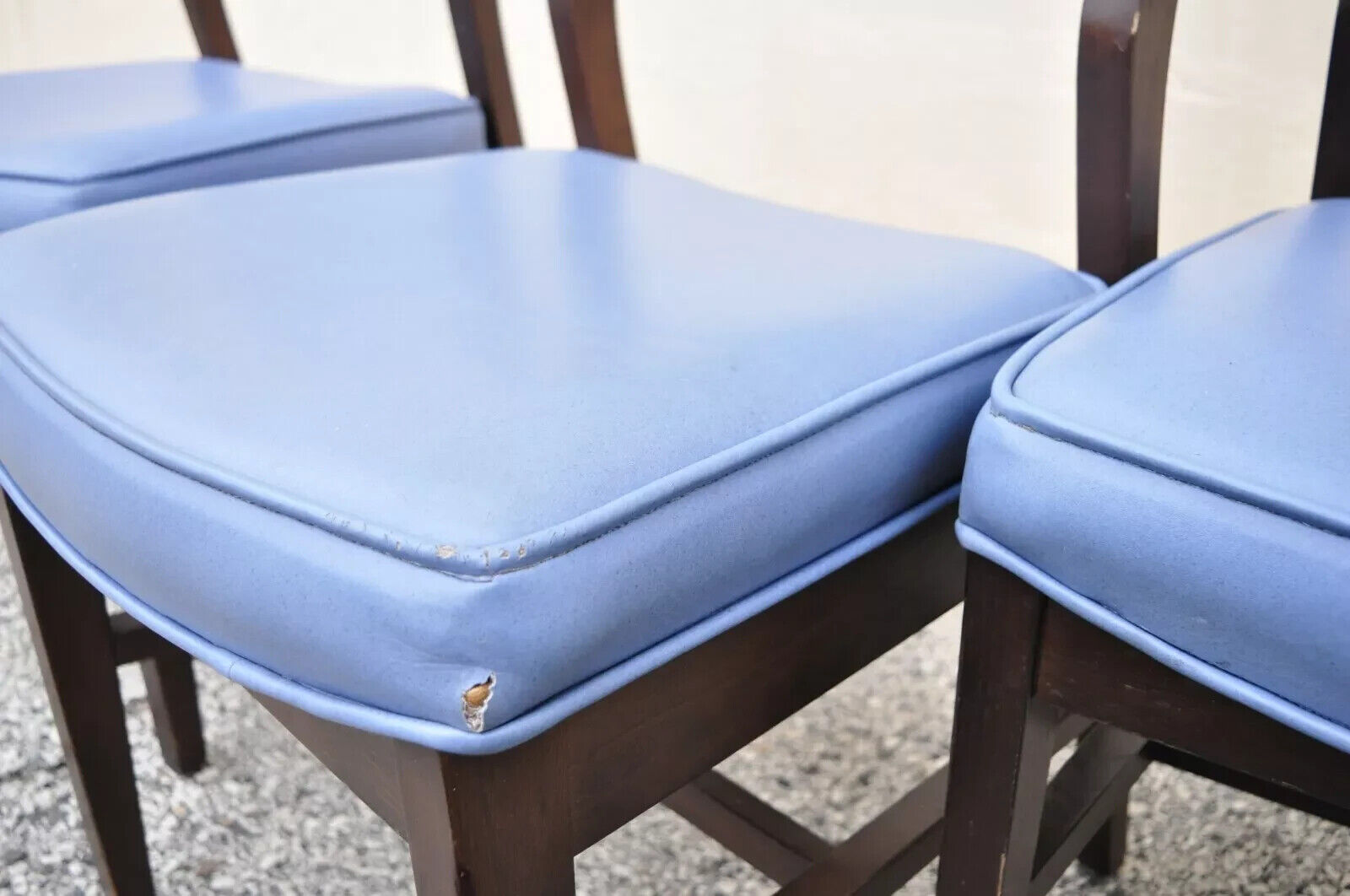 Vintage Mid Century Modern Jens Risom Style Blue Sculpted Dining Chair -Set of 6